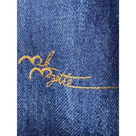 Vik Vizette Vtg 1970s Denim Jeans Embroidered Cockatoo Hippie Bell Bottom Sz 36 - Picture 5 of 16